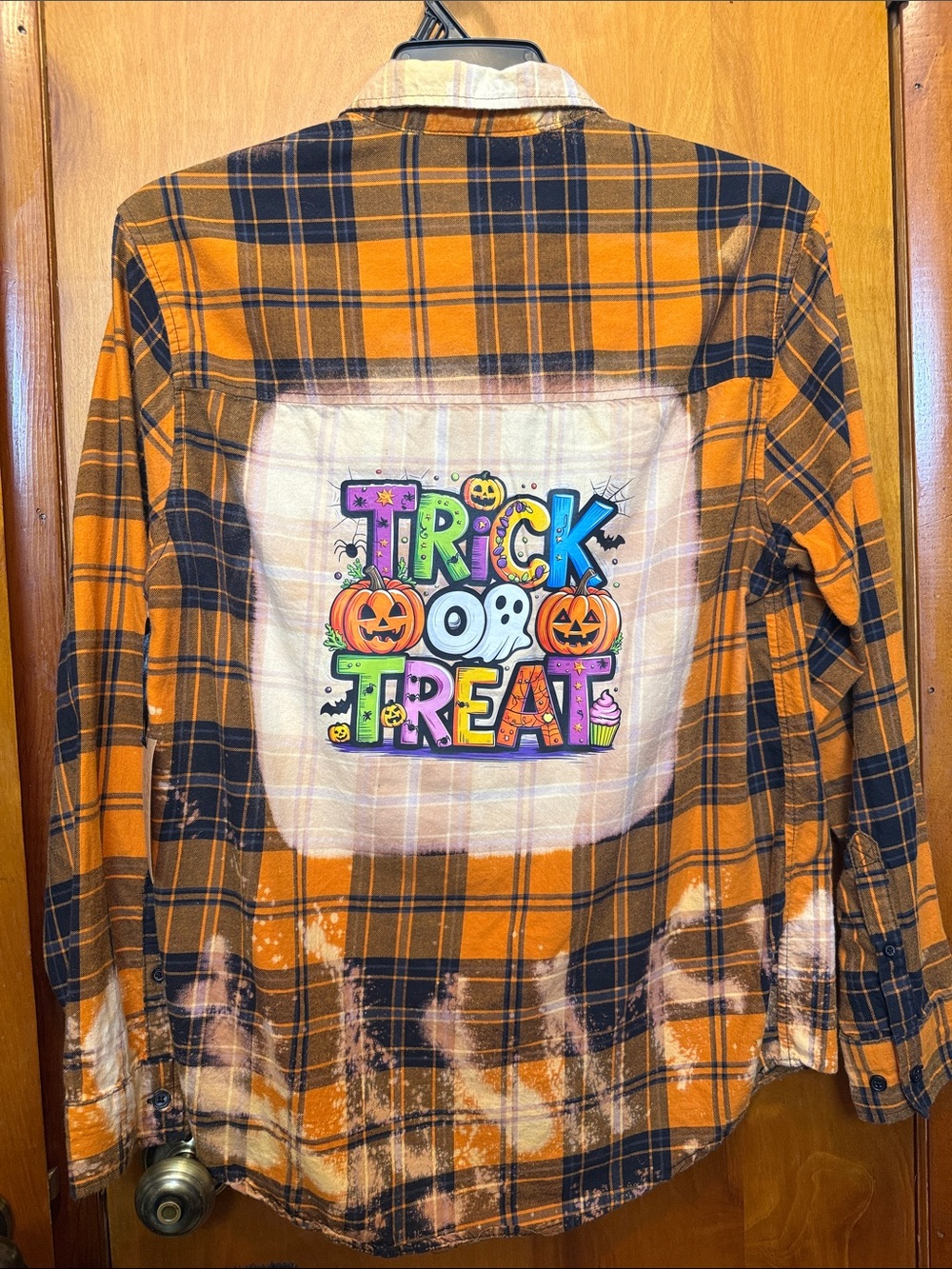 Custom made trick or treat Halloween custom flannel